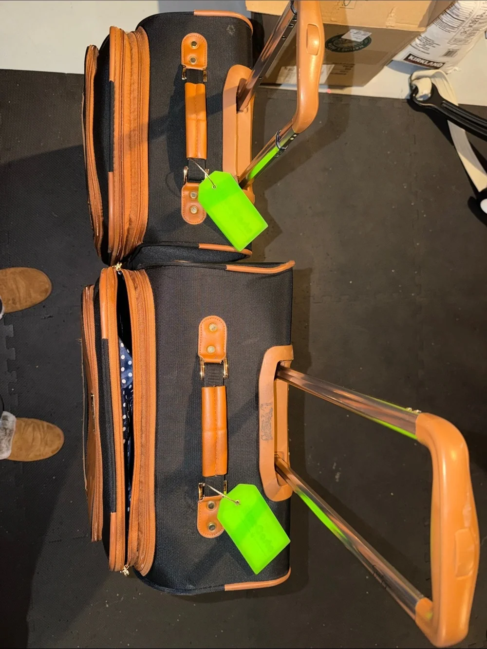 Jessica Simpson Black and Tan Rolling Luggage Set